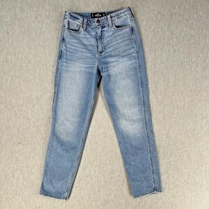Hollister Jeans Women's 8 Blue Denim Ultra High Rise Mom Tapered Stretch 27Wx27L